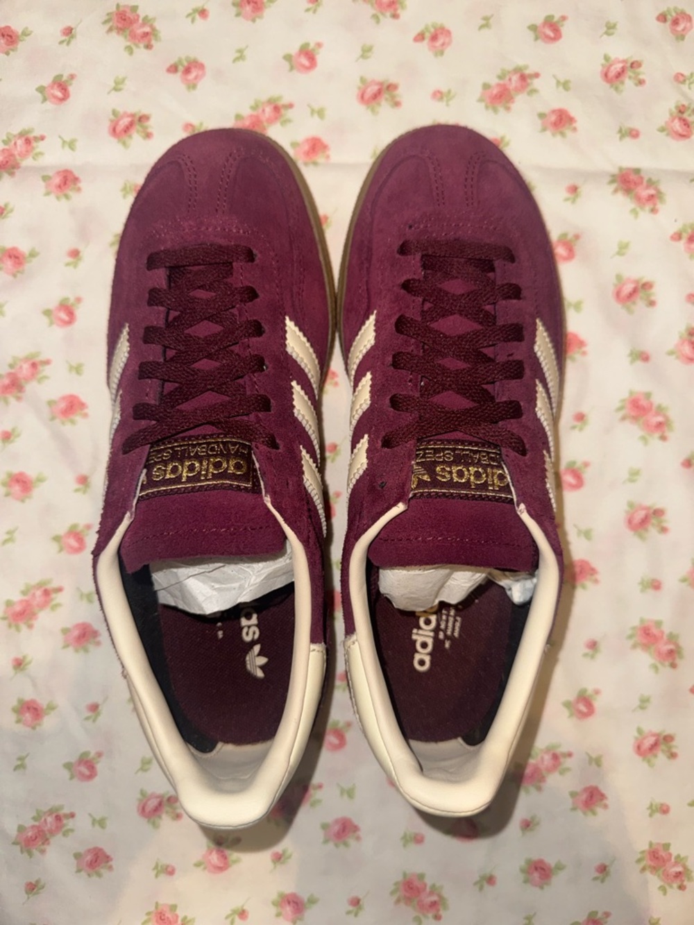 Adidas Women's Burgundy Handball Spezial Suede Sneakers-Maroon & Off White